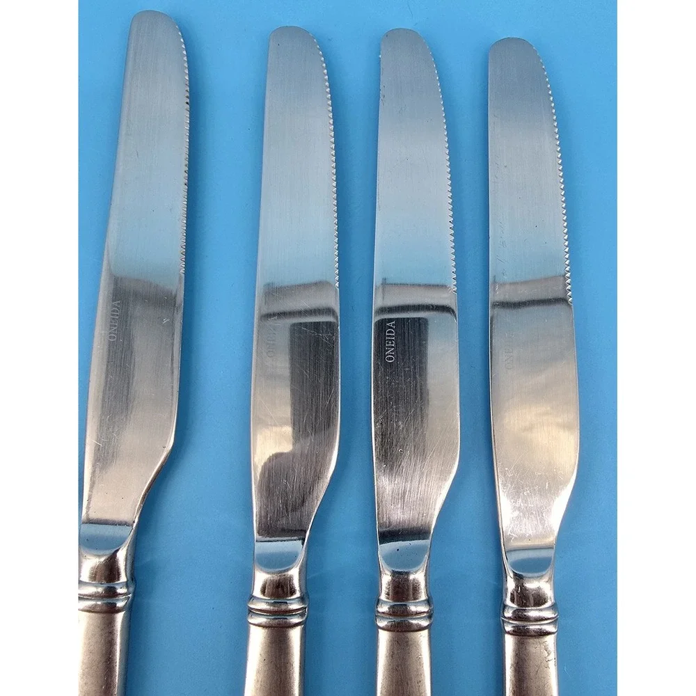 Oneida Tiramisu 4 Dinner Knives Stainless Flatware‎ Silverware Frosted Handles